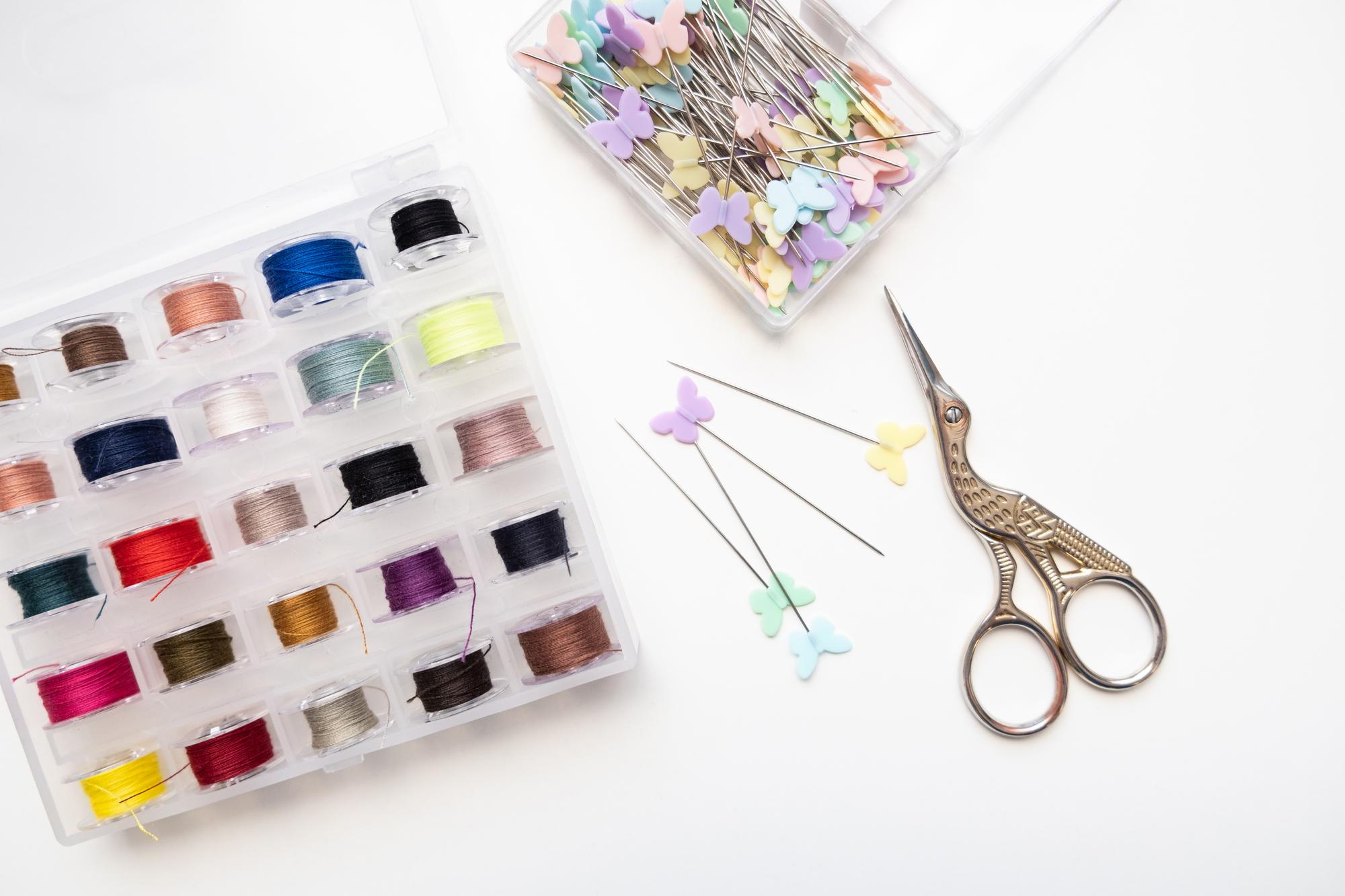 Assorted embroidered samples on display